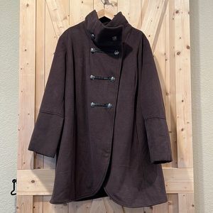 Jessica London Wool Double Breasted Brown Coat Size 28